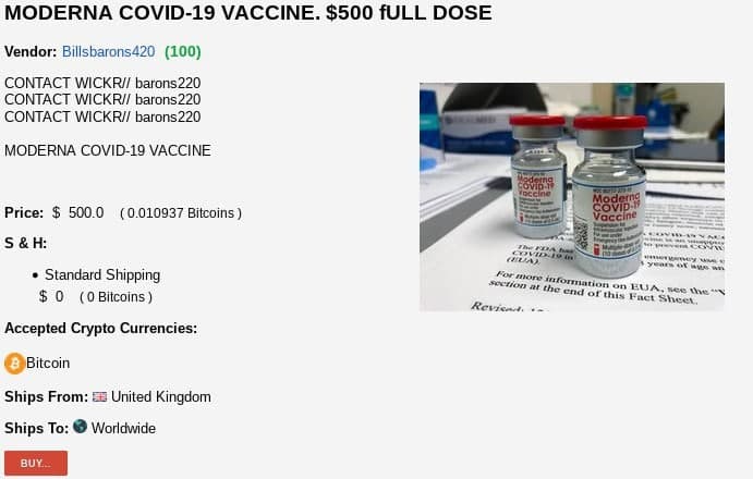 Oferte de vânzare vaccinuri COVID19 pe internet