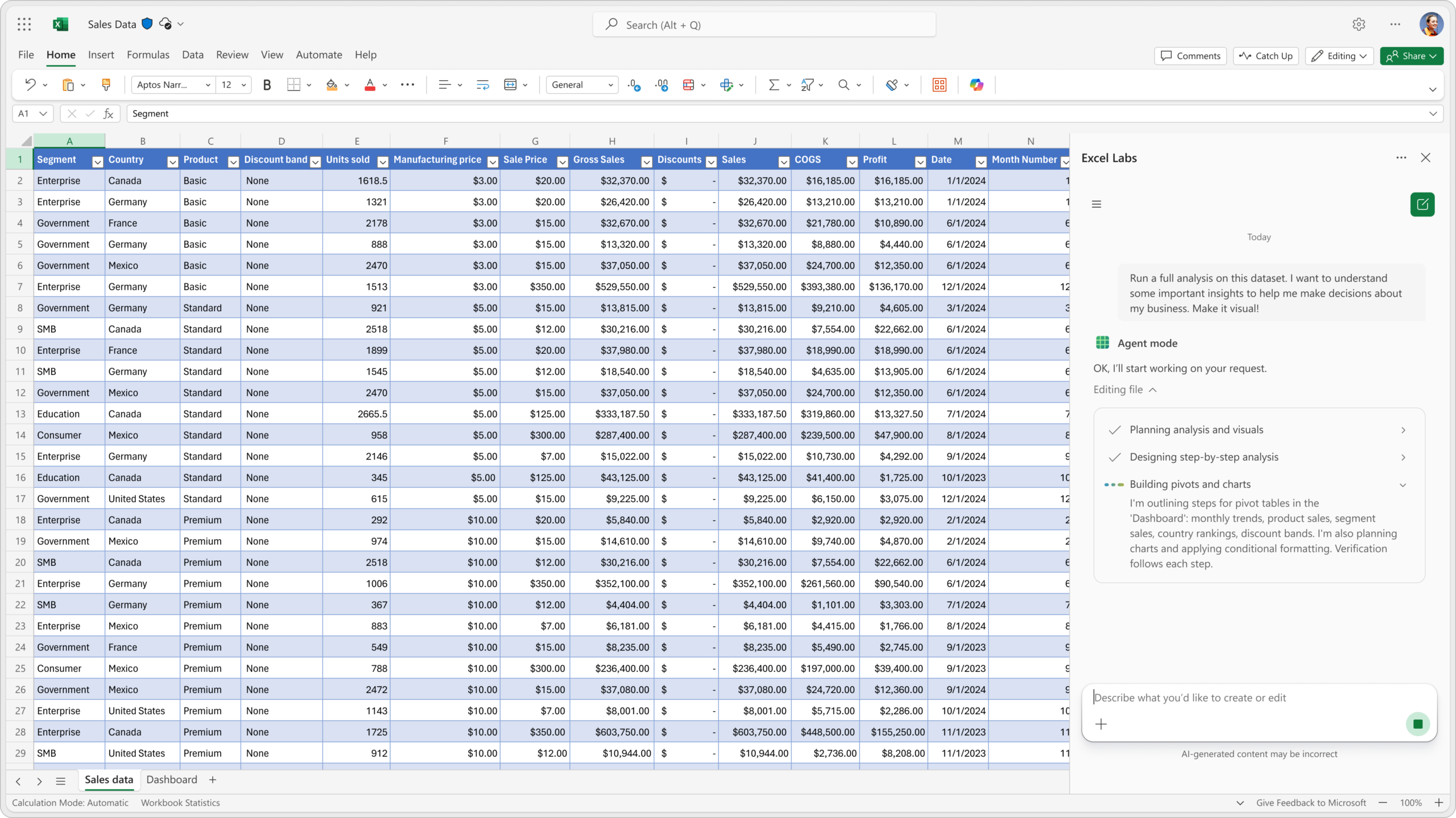 agent mode in excel 2